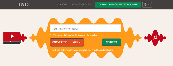 Convertisseur YouTube en MP3 : FLVTO