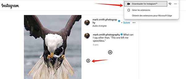 Télécharger une vidéo Instagram en MP4 avec Downloader for Instagram
