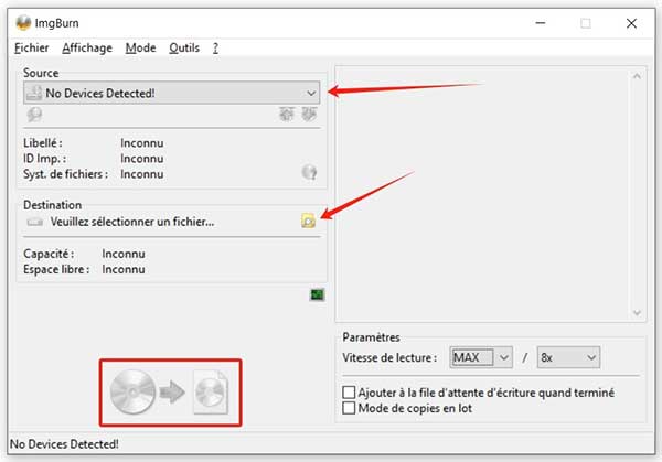 Insérer le DVD source sur ImgBurn