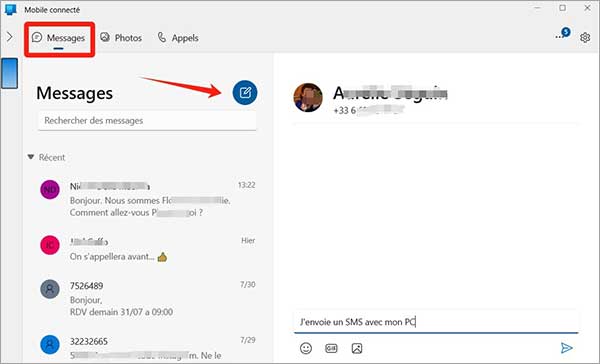 Envoyer un SMS par ordinateur avec Mobile Connectéb