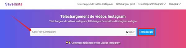 Télécharger une vidéo Instagram en MP4 avec SaveInsta