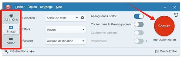 Snagit : méthode de capture d'écran