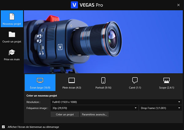 Interface de VEGAS Pro